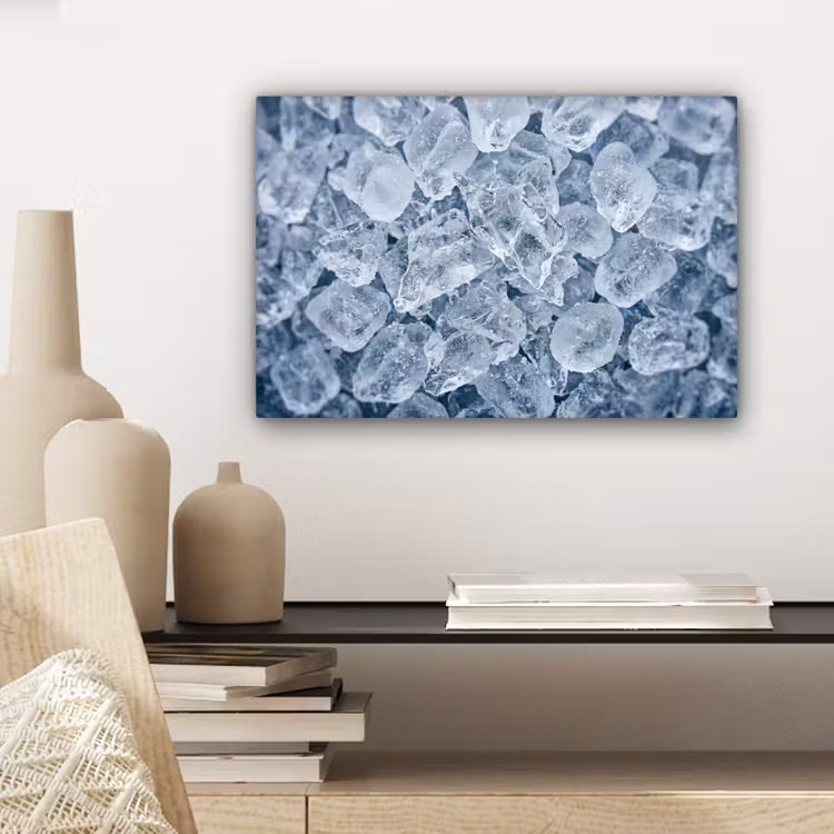 Canvas schilderij - Ijsblokjes - Water - Blauw — 5