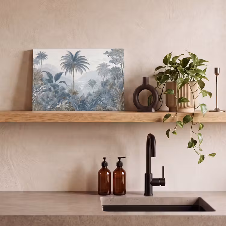 Canvas schilderij - Jungle - Modern - Blauw - Groen — 3