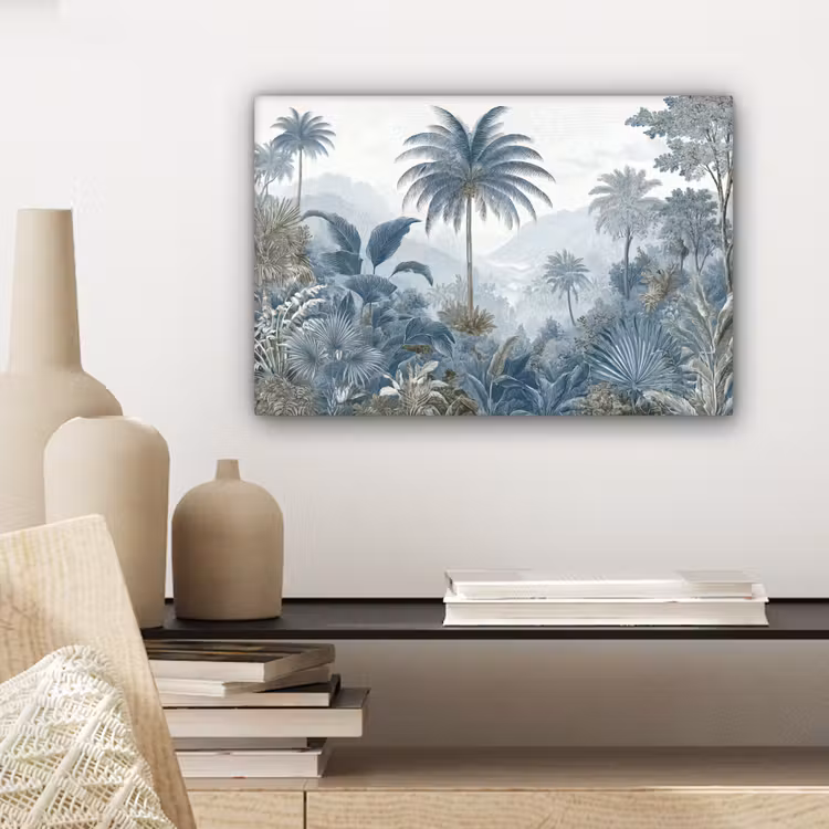 Canvas schilderij - Jungle - Modern - Blauw - Groen — 5