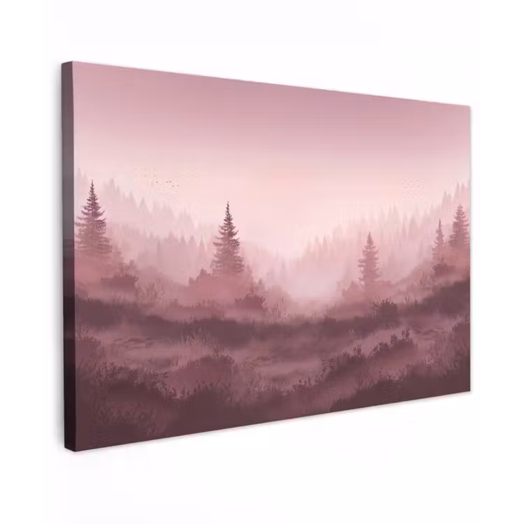 Canvas schilderij - Landschap - Mistig - Roze — 1