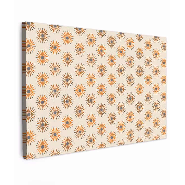 Canvas schilderij - Madelief - Patroon - Oranje — 1