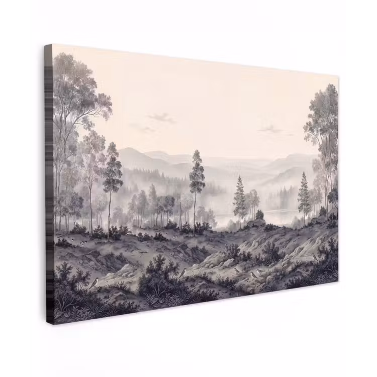 Canvas schilderij - Mistig - Berglandschap - Illustratie — 1