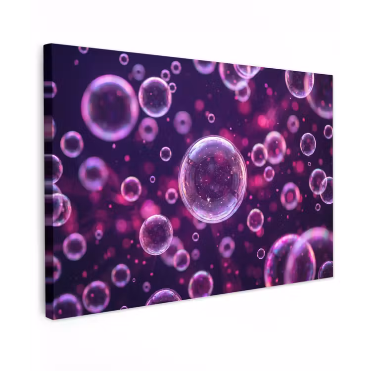 Canvas schilderij - Paars - Bubbels - Schuim — 1