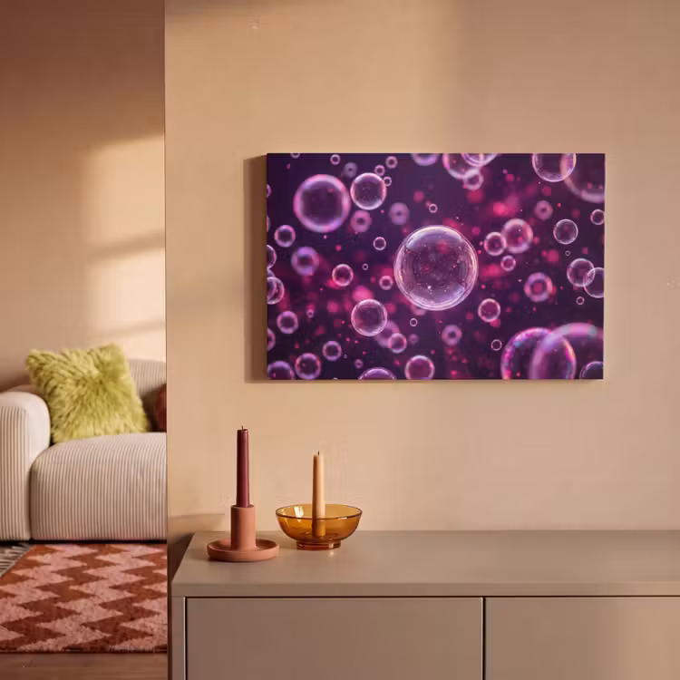 Canvas schilderij - Paars - Bubbels - Schuim — 2