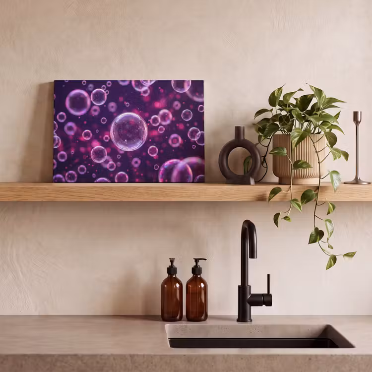 Canvas schilderij - Paars - Bubbels - Schuim — 3