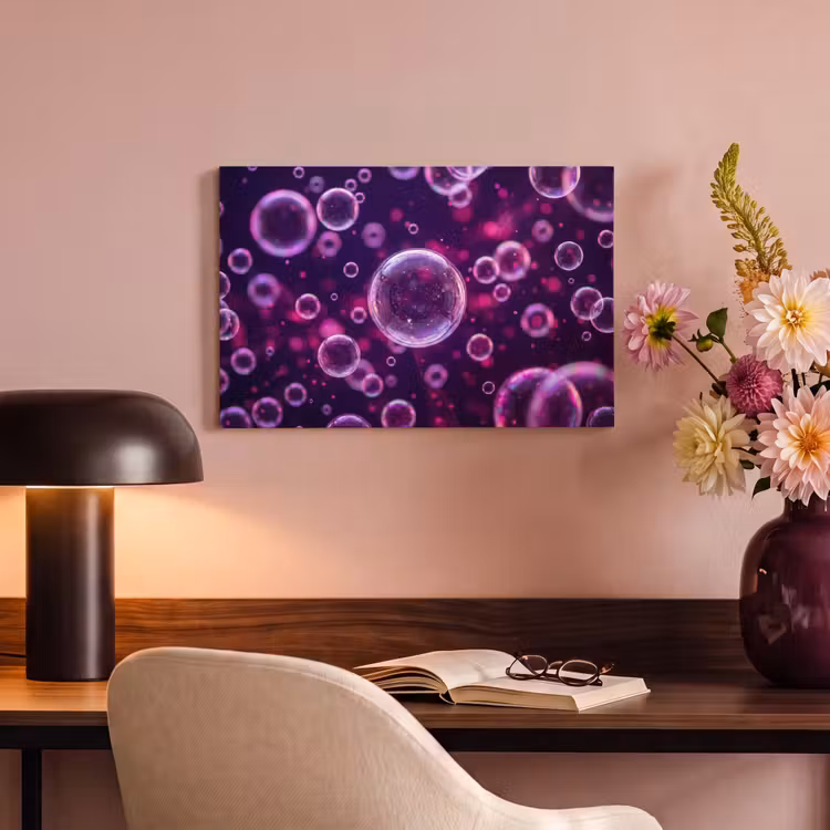 Canvas schilderij - Paars - Bubbels - Schuim — 4