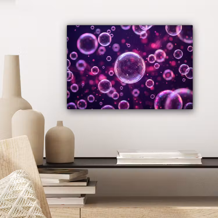 Canvas schilderij - Paars - Bubbels - Schuim — 5