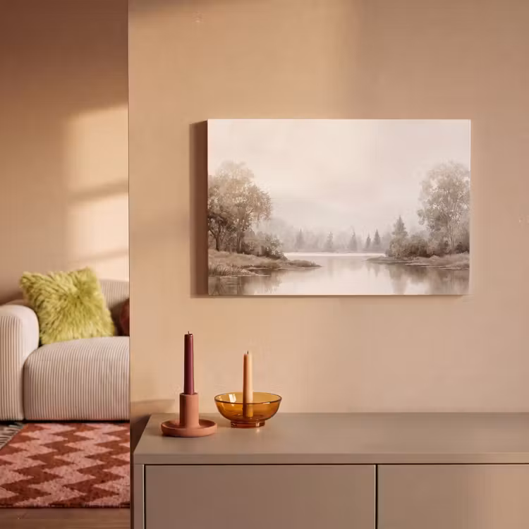 Canvas schilderij - Rivierlandschap - Minimalistisch - Aardetinten — 2