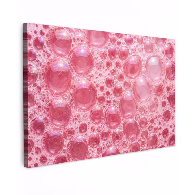 Canvas schilderij - Roze - Schuim - Bubbels — 1