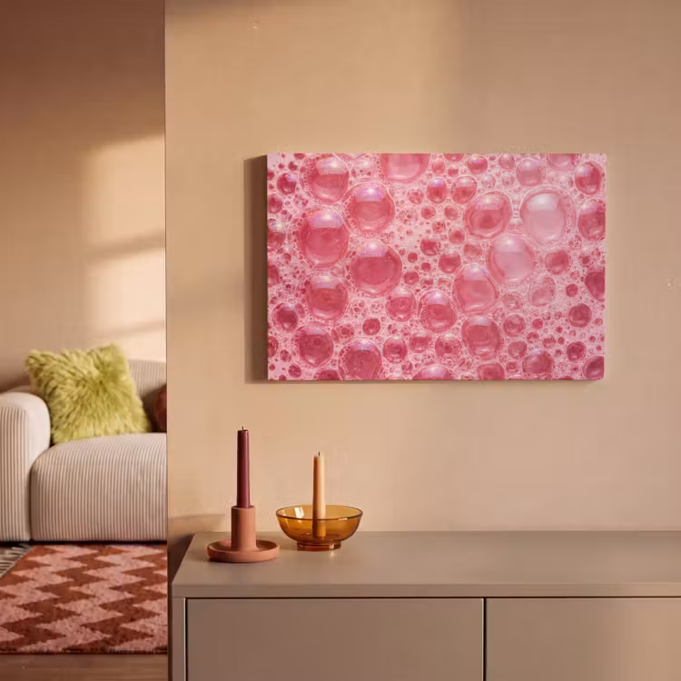 Canvas schilderij - Roze - Schuim - Bubbels — 2