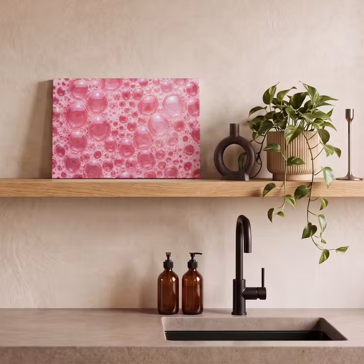 Canvas schilderij - Roze - Schuim - Bubbels — 3