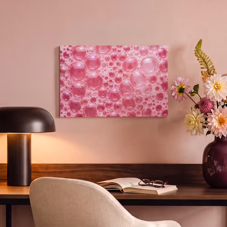 Canvas schilderij - Roze - Schuim - Bubbels — 4
