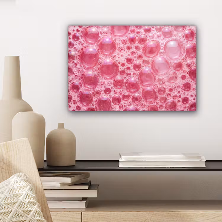 Canvas schilderij - Roze - Schuim - Bubbels — 5