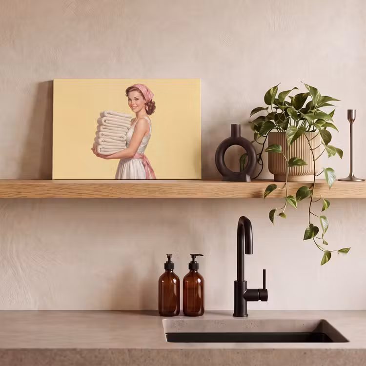 Canvas schilderij - Handdoeken - Vrouw - Jurk - Roze — 3