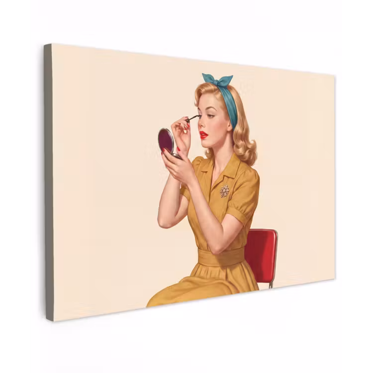 Canvas schilderij - Illustratie - Mascara - Vrouw - Geel — 1