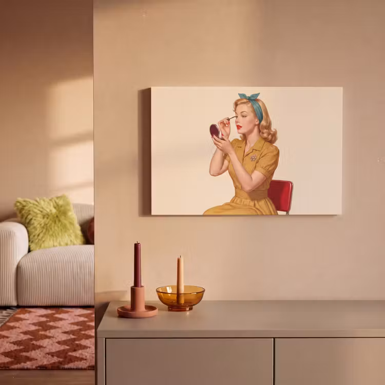 Canvas schilderij - Illustratie - Mascara - Vrouw - Geel — 2