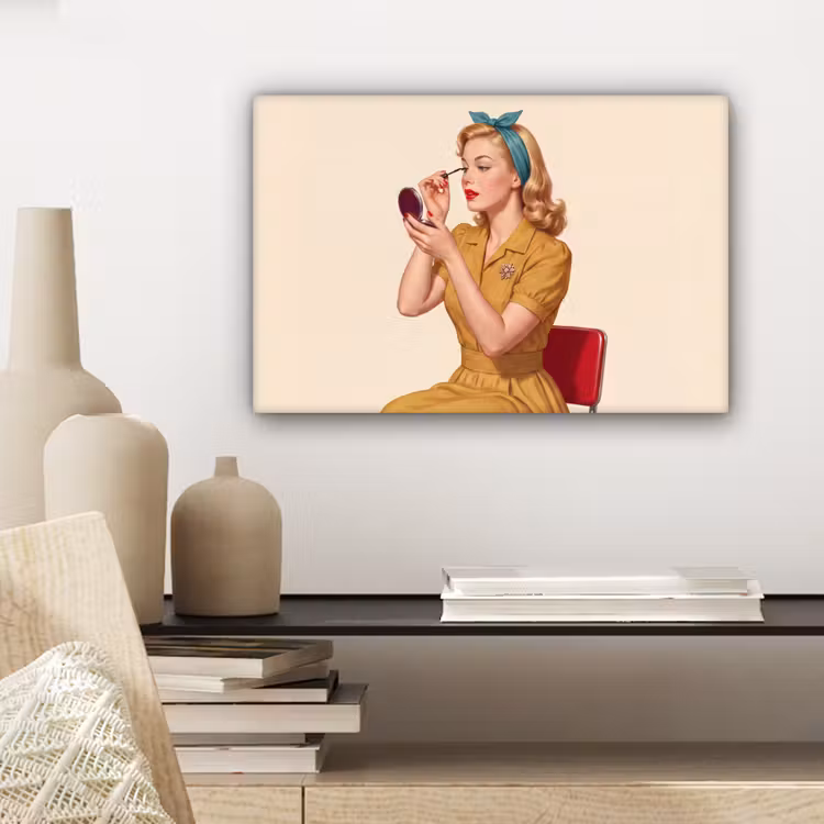 Canvas schilderij - Illustratie - Mascara - Vrouw - Geel — 5
