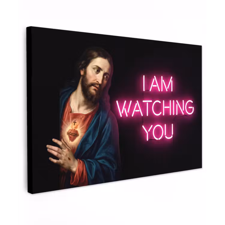 Canvas schilderij - Man - Tekst - Neon — 1