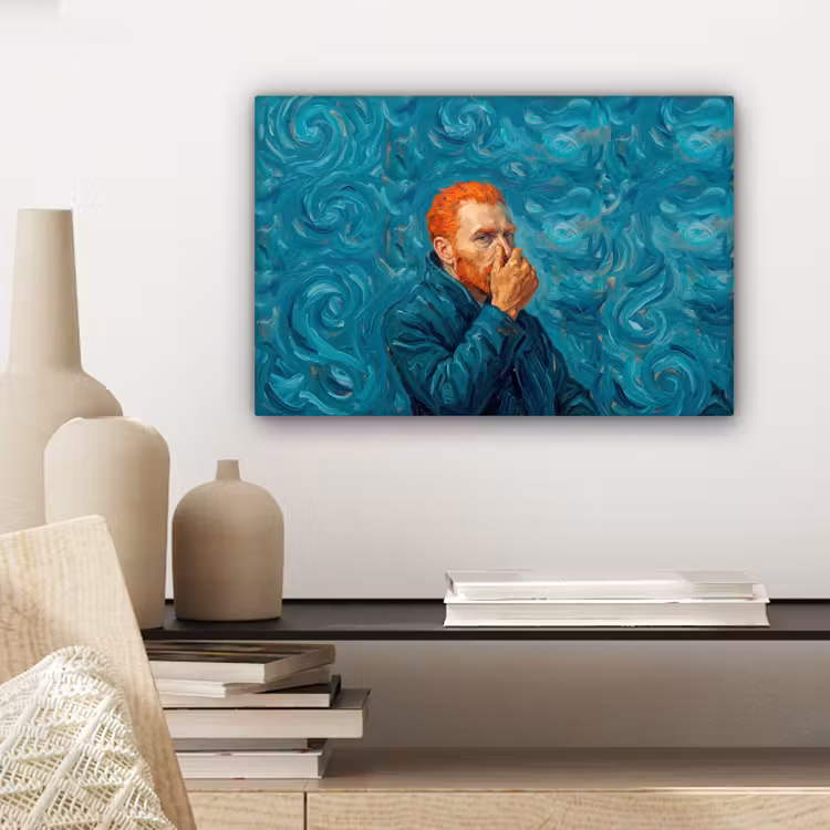 Canvas schilderij - Portret - Klassiek - Blauw — 5