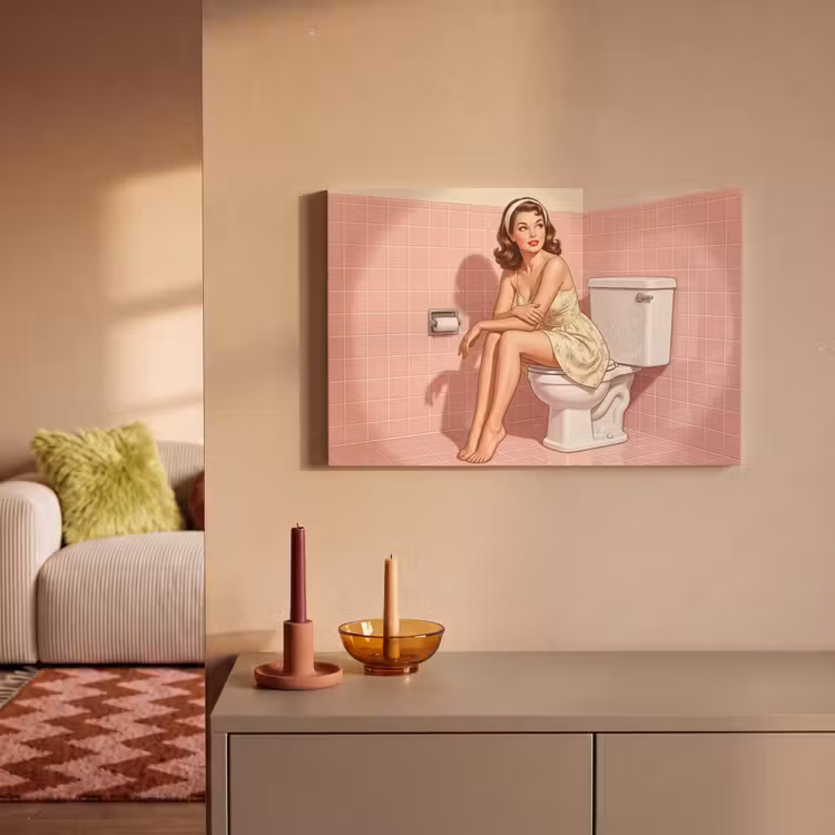 Canvas schilderij - Roze - Retro - Vrouw — 2