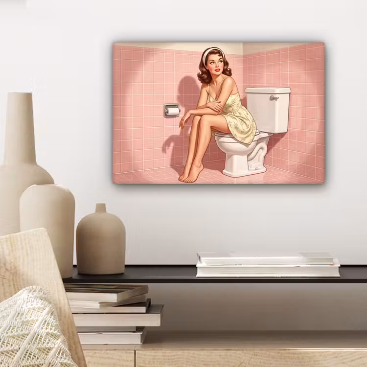 Canvas schilderij - Roze - Retro - Vrouw — 5