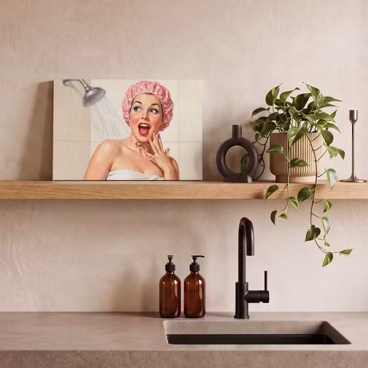 Canvas schilderij - Vrouw - Douche - Roze — 3
