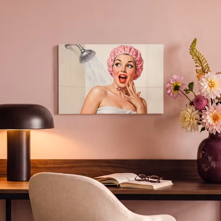 Canvas schilderij - Vrouw - Douche - Roze — 4