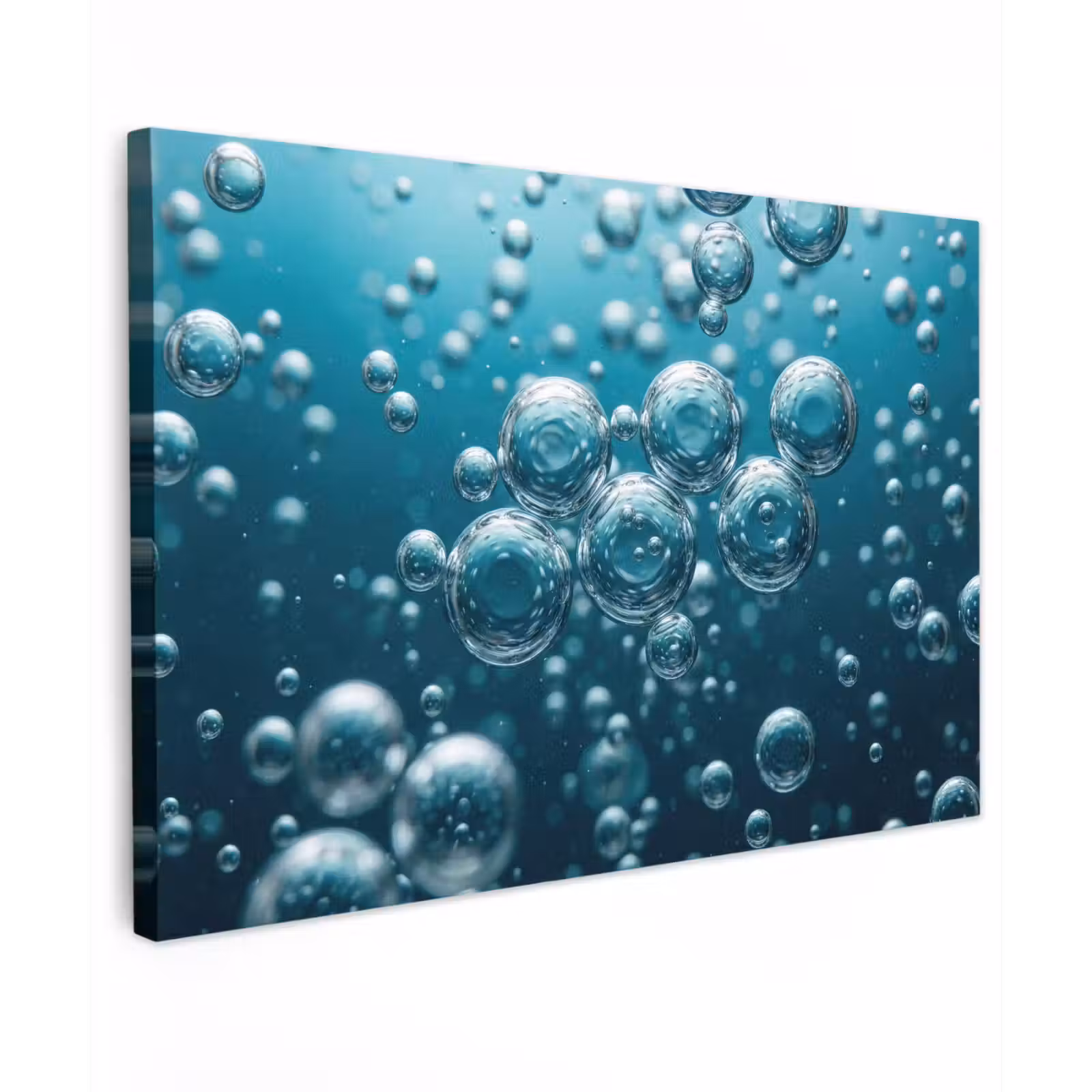 Canvas schilderij - Luchtbellen - Dynamisch - Blauw — 1