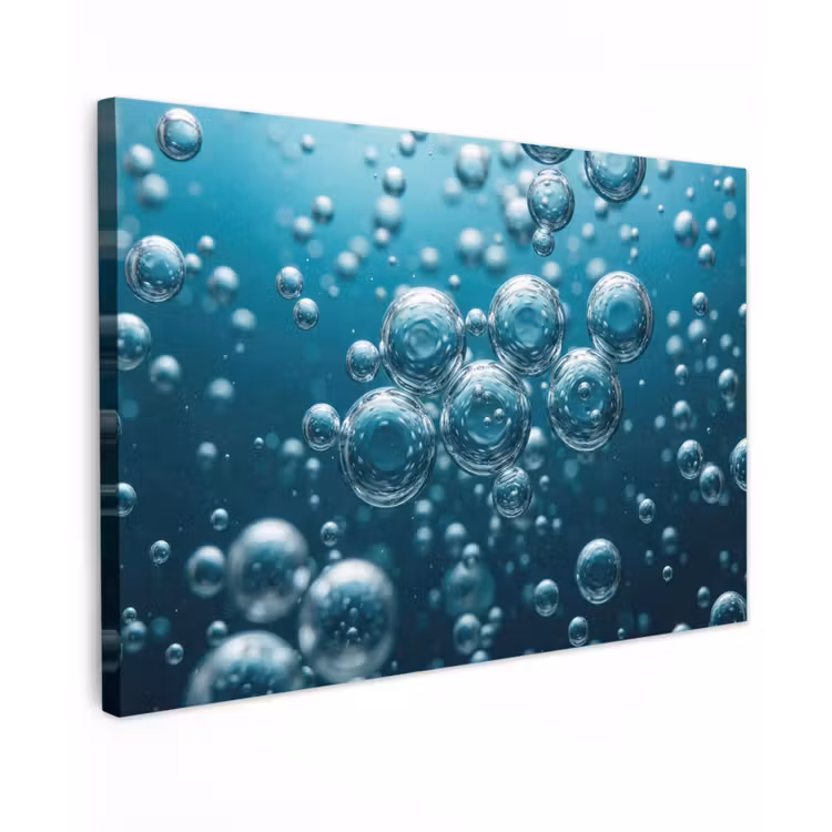 Canvas schilderij - Luchtbellen - Dynamisch - Blauw — 1