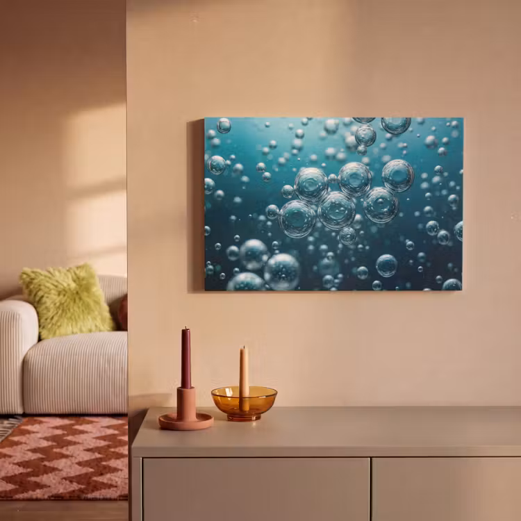 Canvas schilderij - Luchtbellen - Dynamisch - Blauw — 2