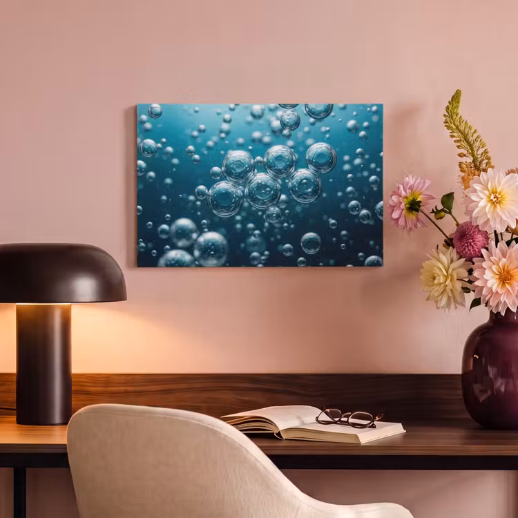 Canvas schilderij - Luchtbellen - Dynamisch - Blauw — 4