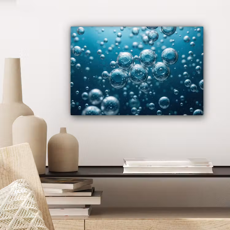 Canvas schilderij - Luchtbellen - Dynamisch - Blauw — 5