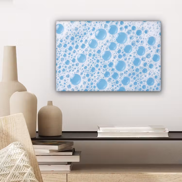 Canvas schilderij - Schuim - Bubbels - Blauw — 5