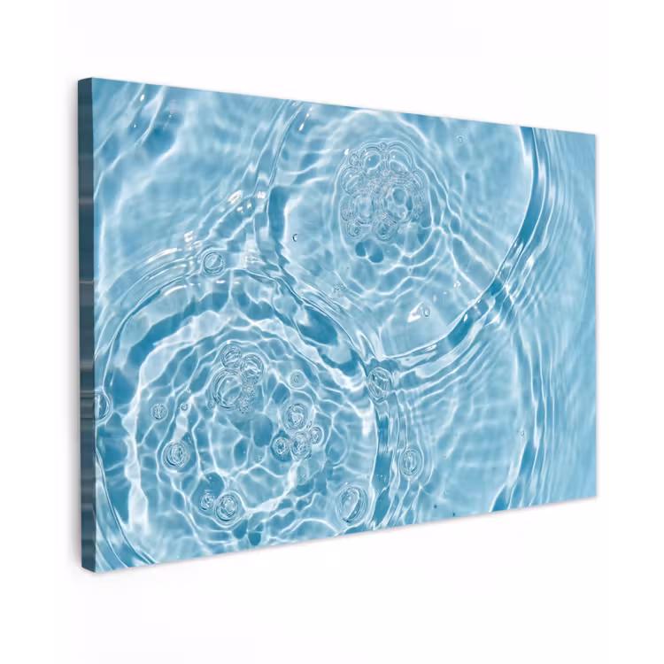 Canvas schilderij - Water - Blauw - bubbels — 1