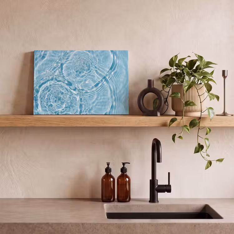 Canvas schilderij - Water - Blauw - bubbels — 3