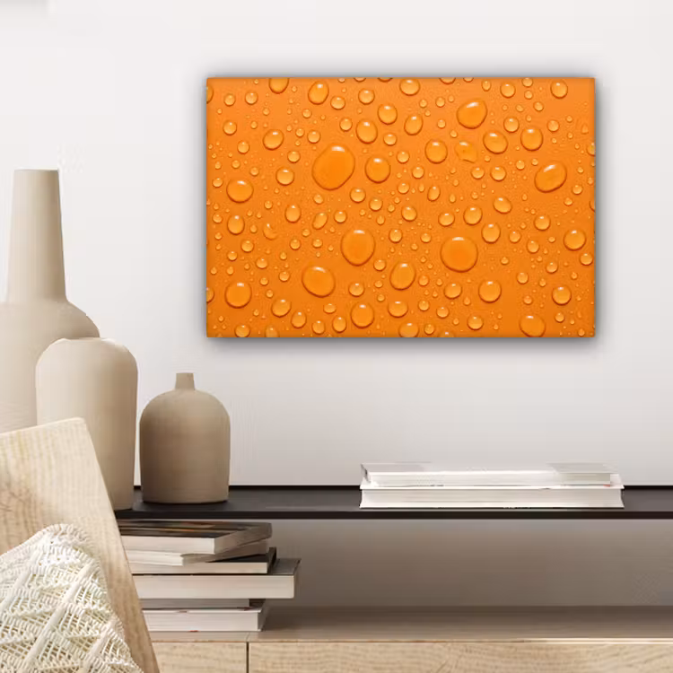 Canvas schilderij - Water - Druppels - Oranje — 5