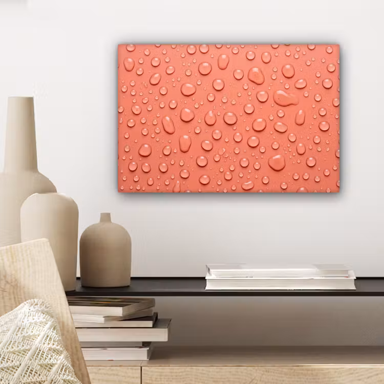 Canvas schilderij - Water - Druppels - Roze — 5