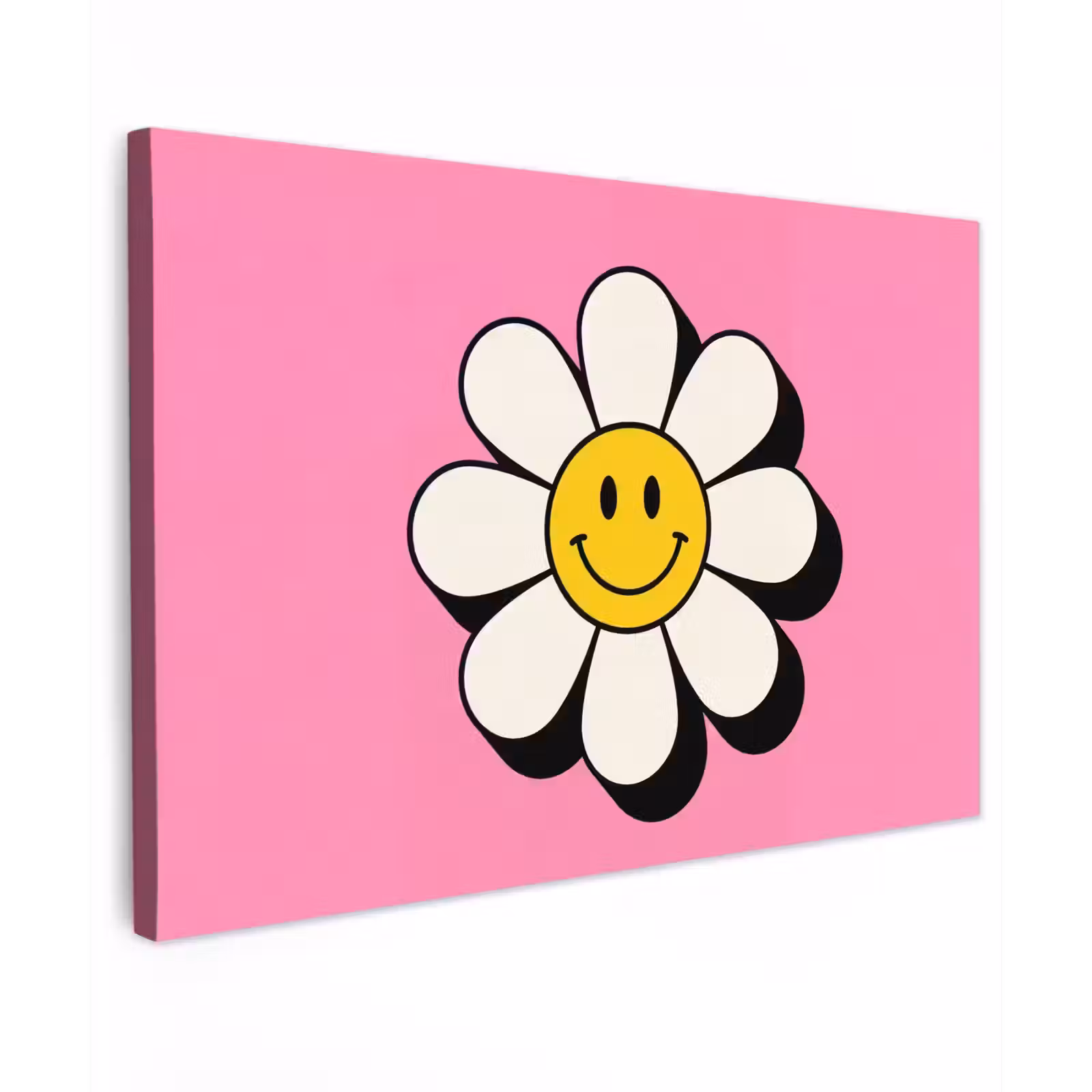Canvas schilderij - Smiley - Bloem - Roze — 1