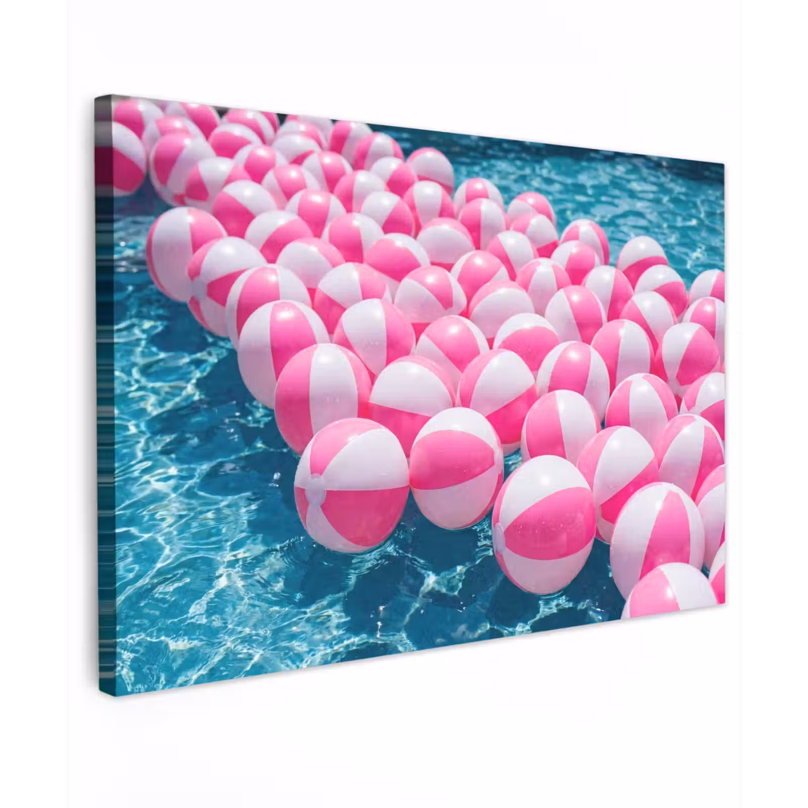 Canvas schilderij - Strandballen - Roze - Water — 1