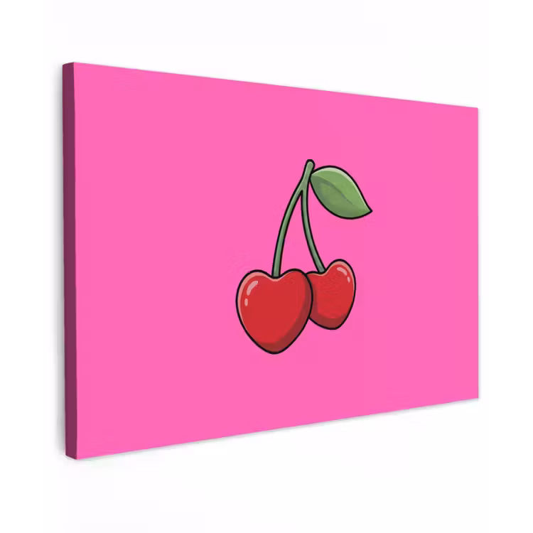 Canvas schilderij - Kers - Roze - Fruit — 1