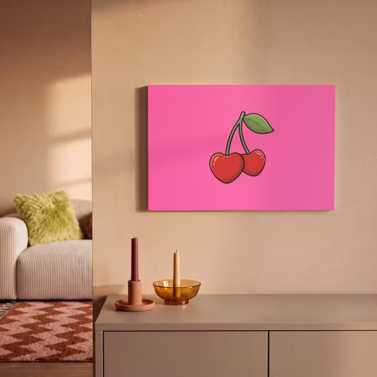 Canvas schilderij - Kers - Roze - Fruit — 2