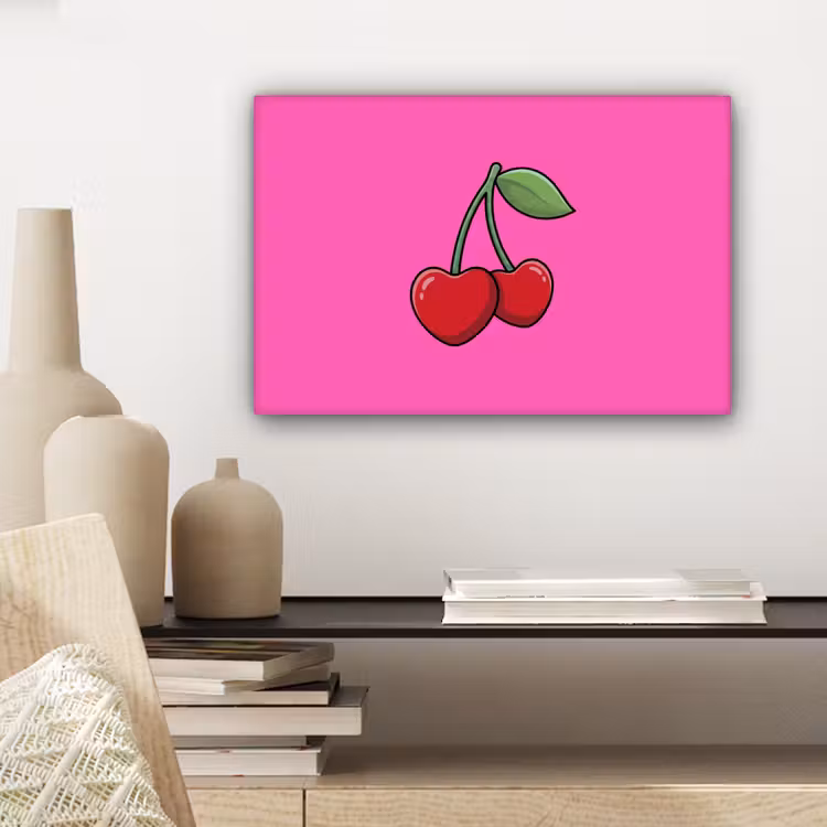 Canvas schilderij - Kers - Roze - Fruit — 5