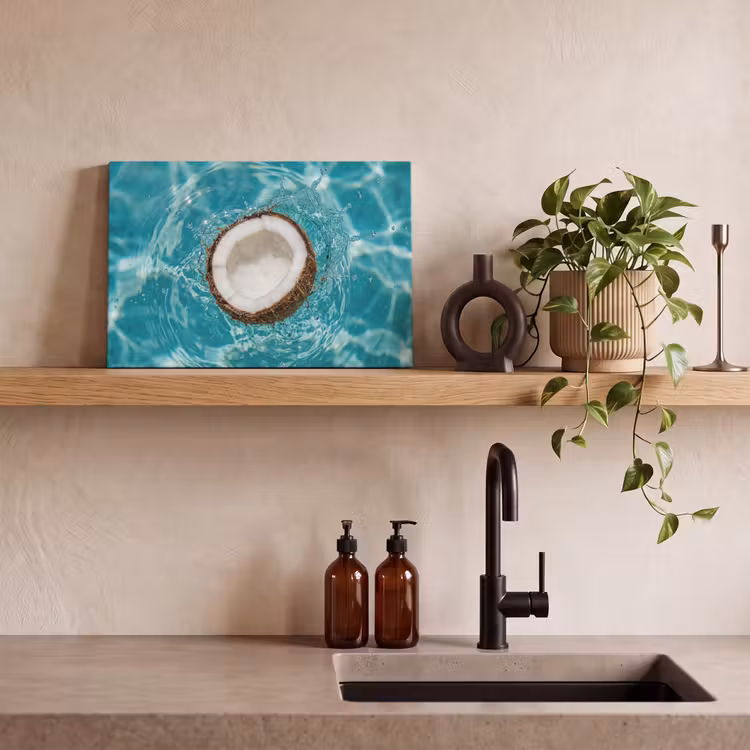 Canvas schilderij - Kokosnoot - Water - Wit — 3