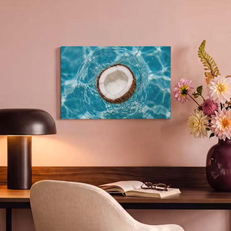Canvas schilderij - Kokosnoot - Water - Wit — 4