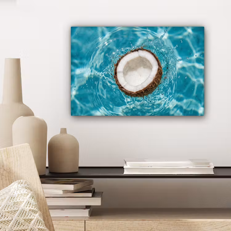 Canvas schilderij - Kokosnoot - Water - Wit — 5