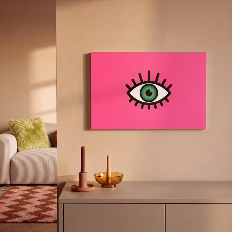 Canvas schilderij - Minimalistisch - Oog - Roze — 2