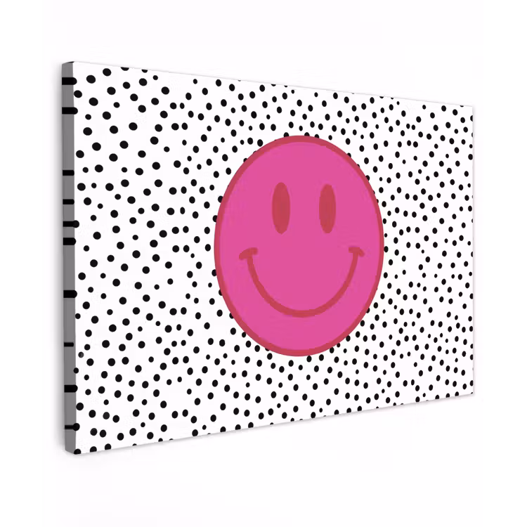 Canvas schilderij - Smiley - Roze - Stippen — 1