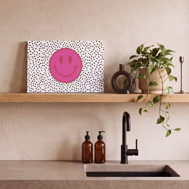 Canvas schilderij - Smiley - Roze - Stippen — 3