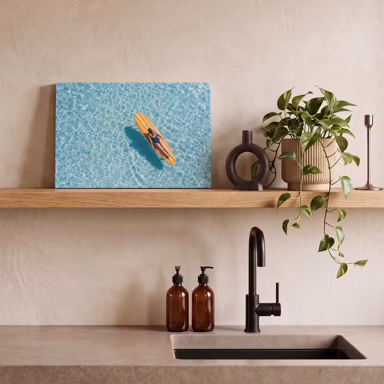 Canvas schilderij - Surfboard - Water - Badpak - Oranje — 3