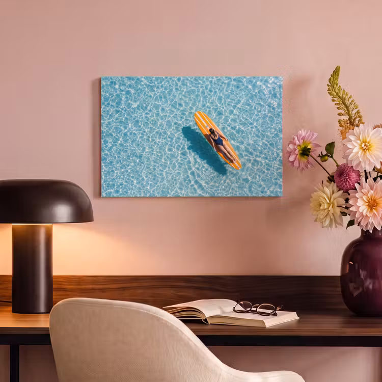 Canvas schilderij - Surfboard - Water - Badpak - Oranje — 4